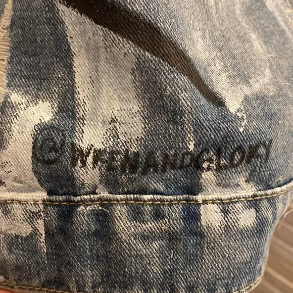 Wren + Glory Custom One of a Kind Made Hand Painted Power Denim Jacket